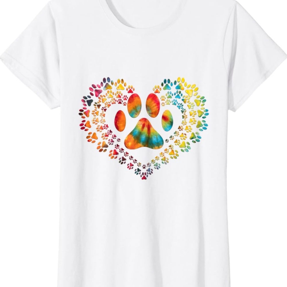 Colorful Paw Print Heart T-Shirt